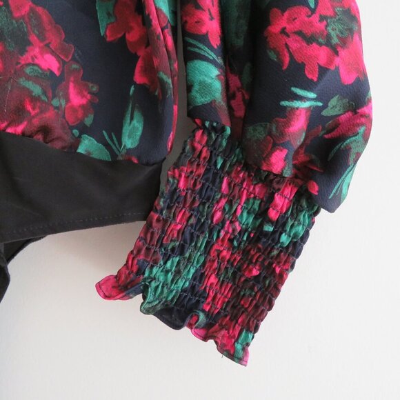 MISA LOS ANGELES Talah Floral Ruffle Satin Bodysuit Boho Romantic - Size L - Picture 5 of 16